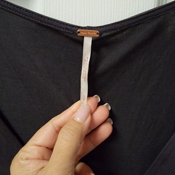 Free People Ruched Black Top S - Picture 6 of 8